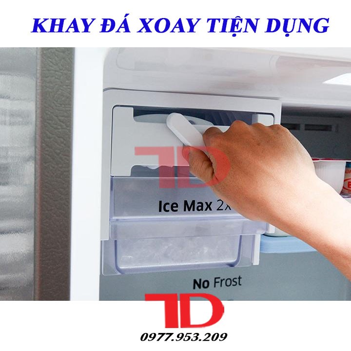 Khay Làm Đá Cho Tủ Lạnh, Bộ Khay Đá làm đá Và Trữ Đá Viên Có Cần Xoay Để Rớt Đá Tự Động