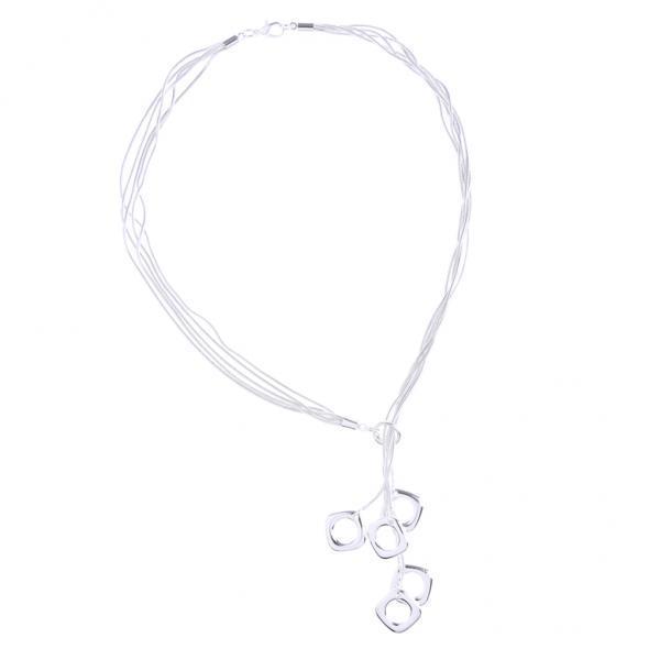 2X Punk Silver Alloy Multilayer Long Necklace Snake Chain Square Tassel Pendant