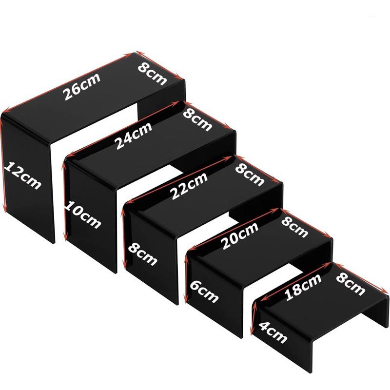 Acrylic Combo 5 kệ mica chữ U dày 3mm, trưng bày sản phẩm, mô hình, trang sức