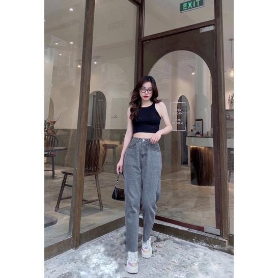 Quần jean baggy nữ lưng cao tôn dáng- quần bò nữ hàn quốc