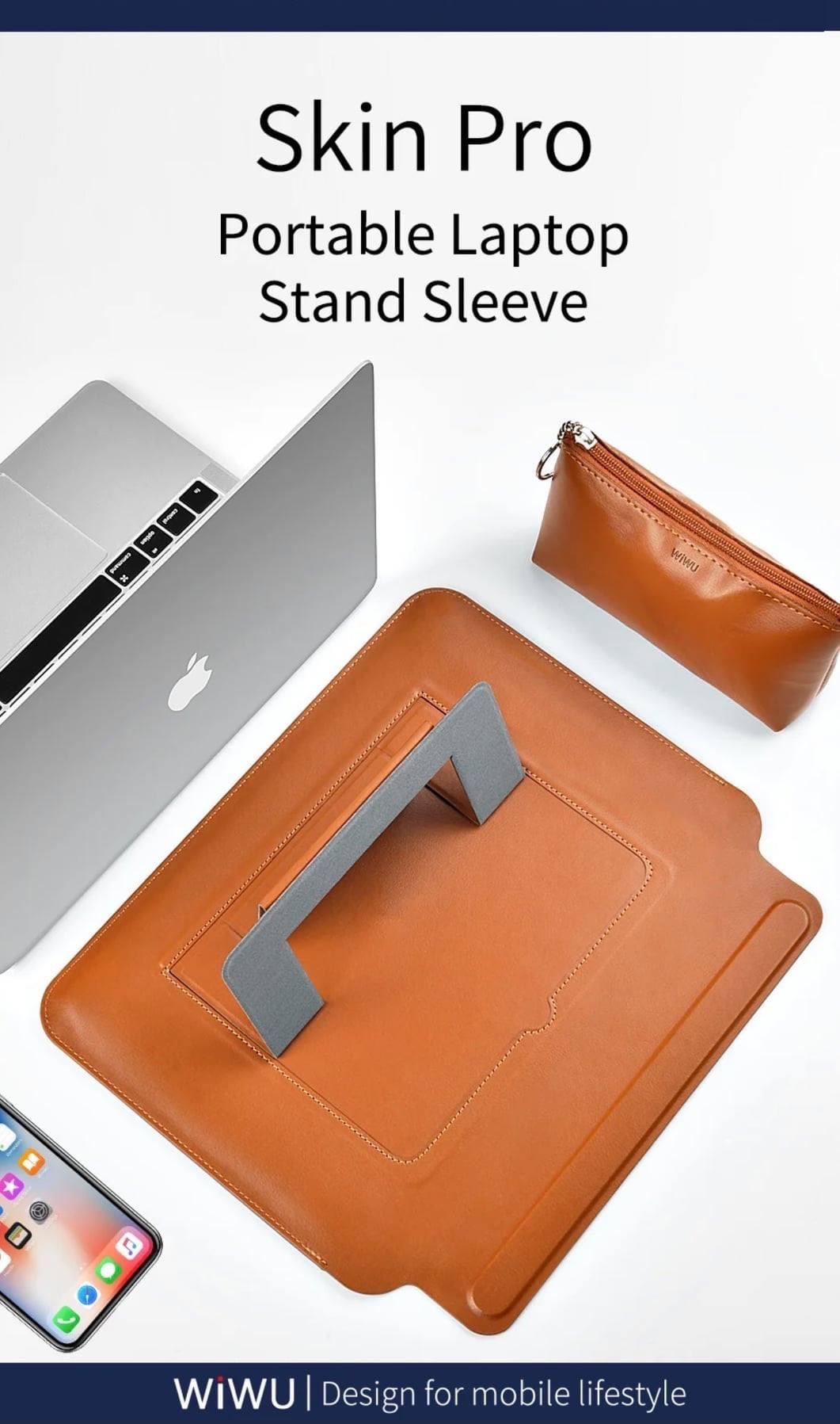 Bao Da Skin Pro Slim Stand Sleeve Dành Cho Macbook Chất Liệu Da PU Mịn, Cũng Là Một Tấm Lót Chuột - Hàng Chính Hãng