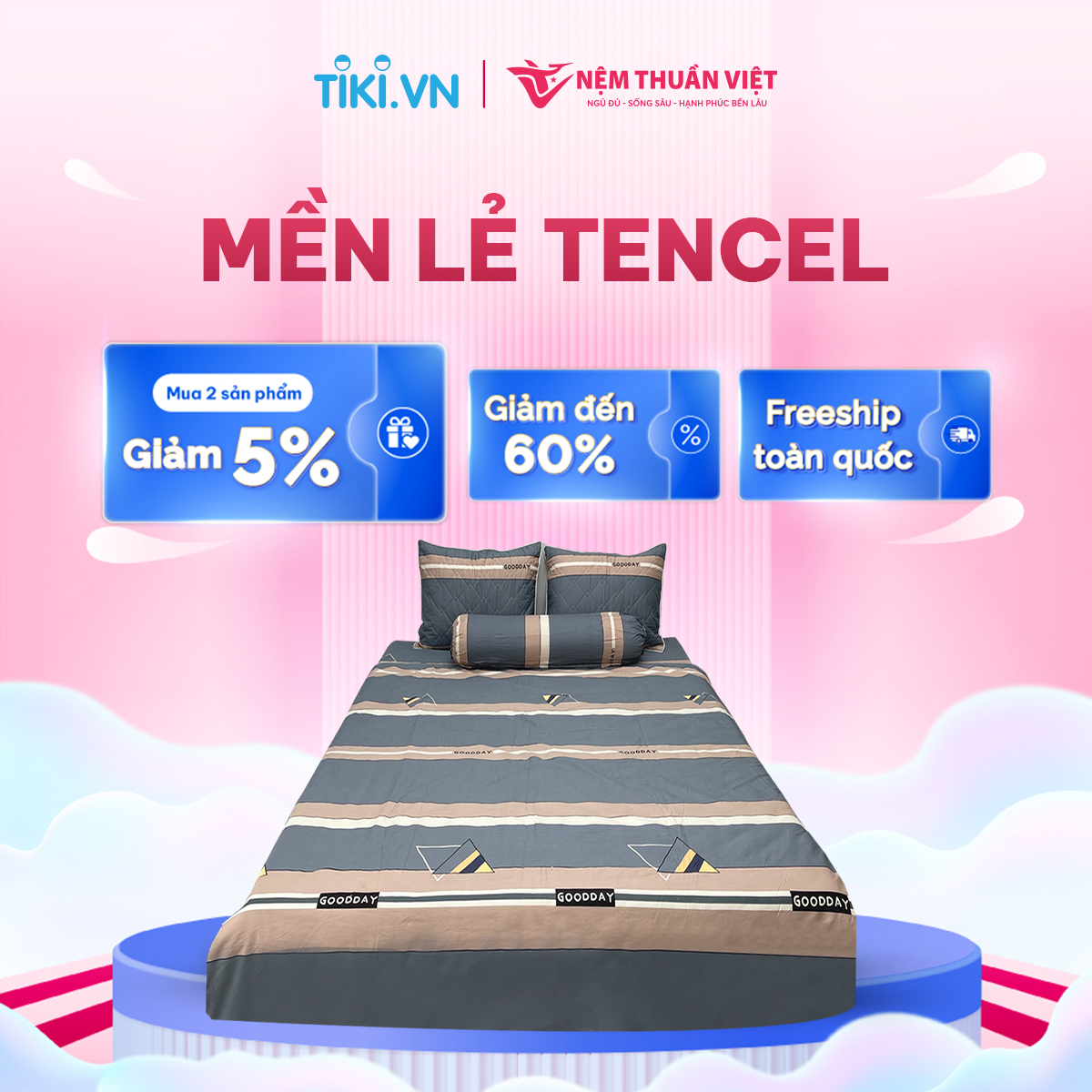 Chăn Mền 100% Cotton Thuần Việt - Xanh Kẻ Sọc COT02 - Kích Thước 180x200 cm