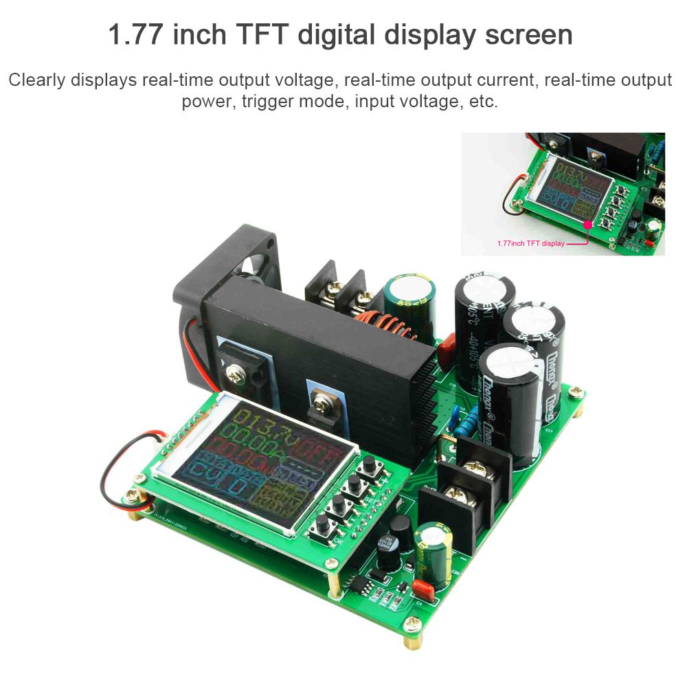 900W Boost Converter Constant Current Constant Voltage Module DC9-60V Input DC10-120V Output Max 15A Current High Precise Voltage Transformer Regulator with 1.77inch TFT Display