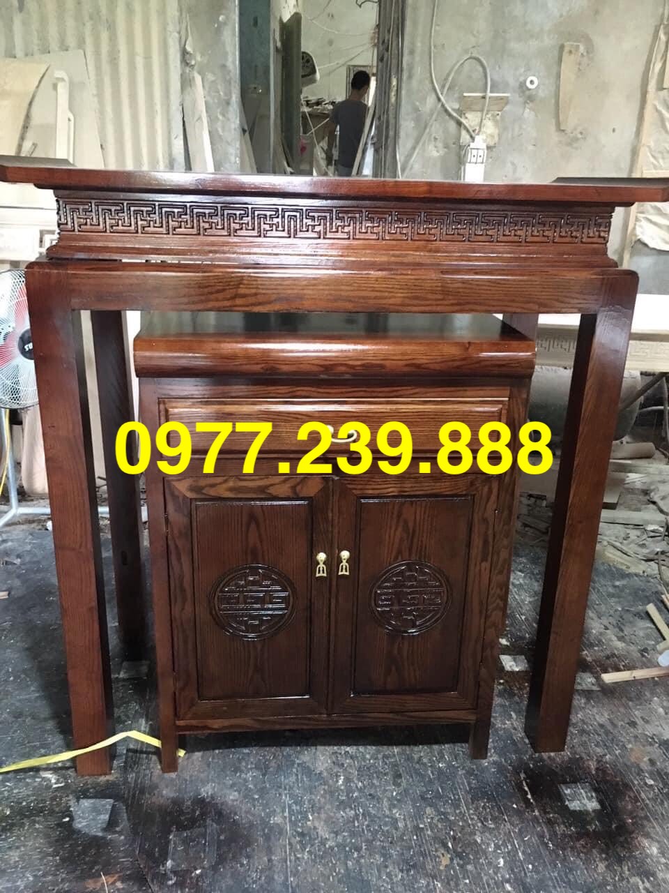 bàn thờ gỗ sồi chỉ mình bàn to 117cm