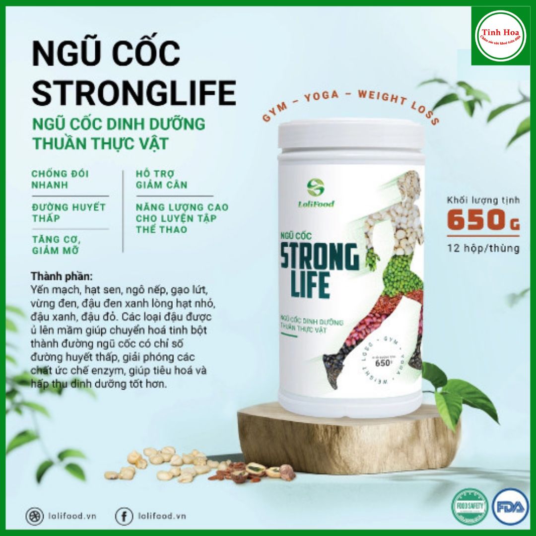 Ngũ cốc dinh dưỡng Strong Life hộp 650gr - Ngũ cốc thuần thực vật phù hợp với người chơi thể thao ăn chay