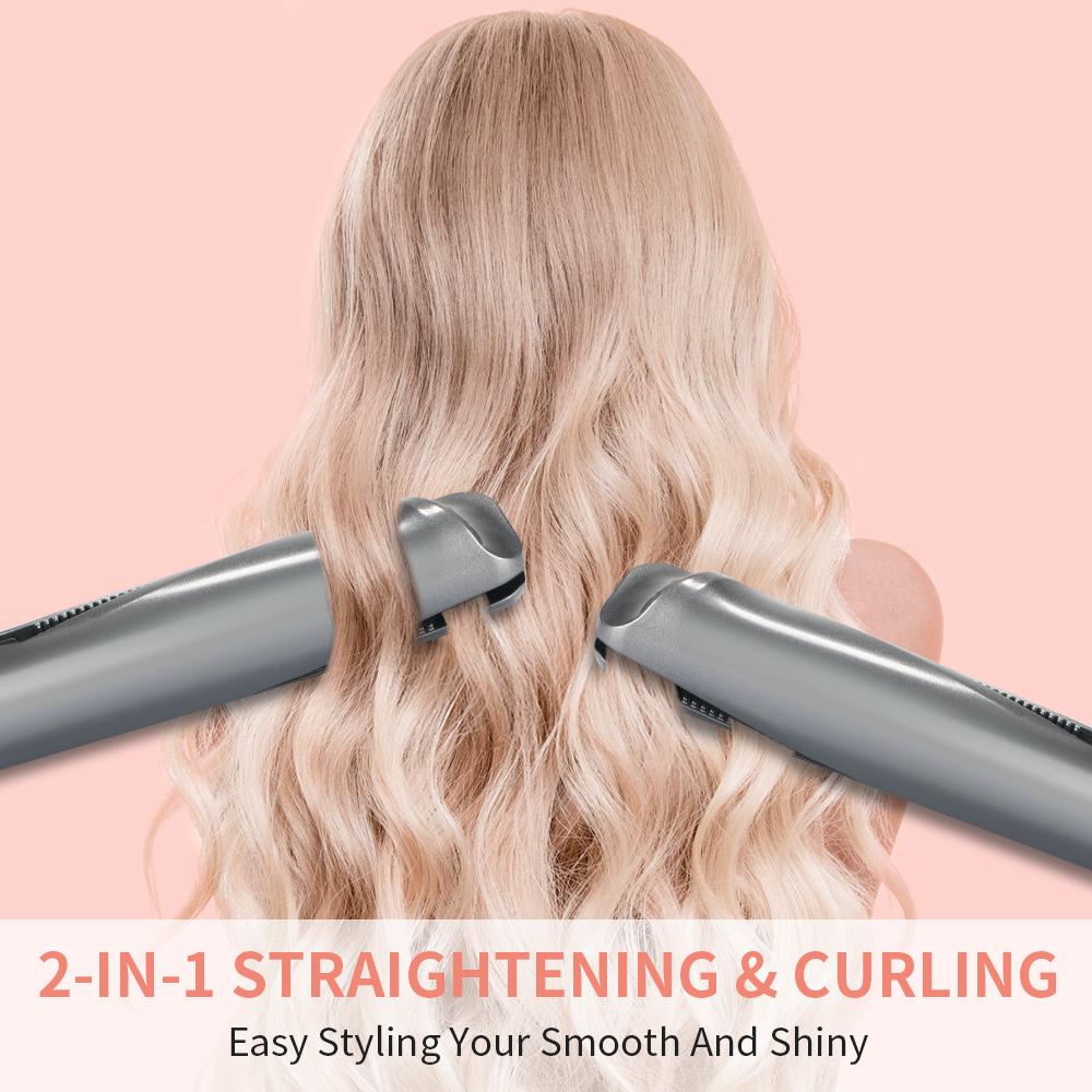 Curling Iron 2 trong 1, tấm titan lõm và lồi 3D, căng đôi