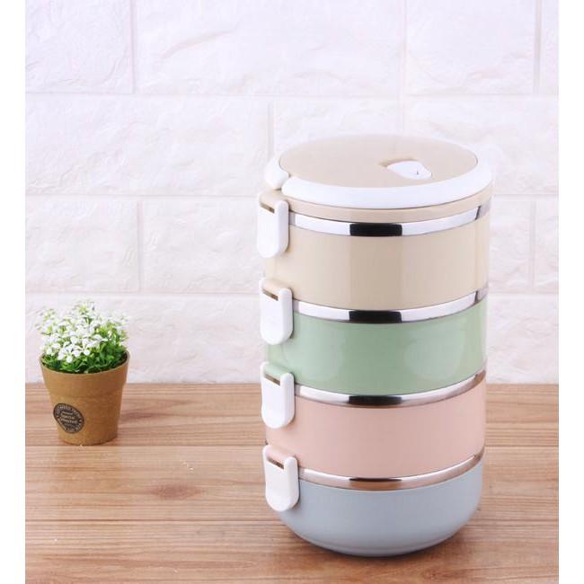 Cặp Lồng Giữ Nhiệt Đựng Cơm Đựng Thức Ăn - Cặp Lồng Lúa Mạch 4 Tầng