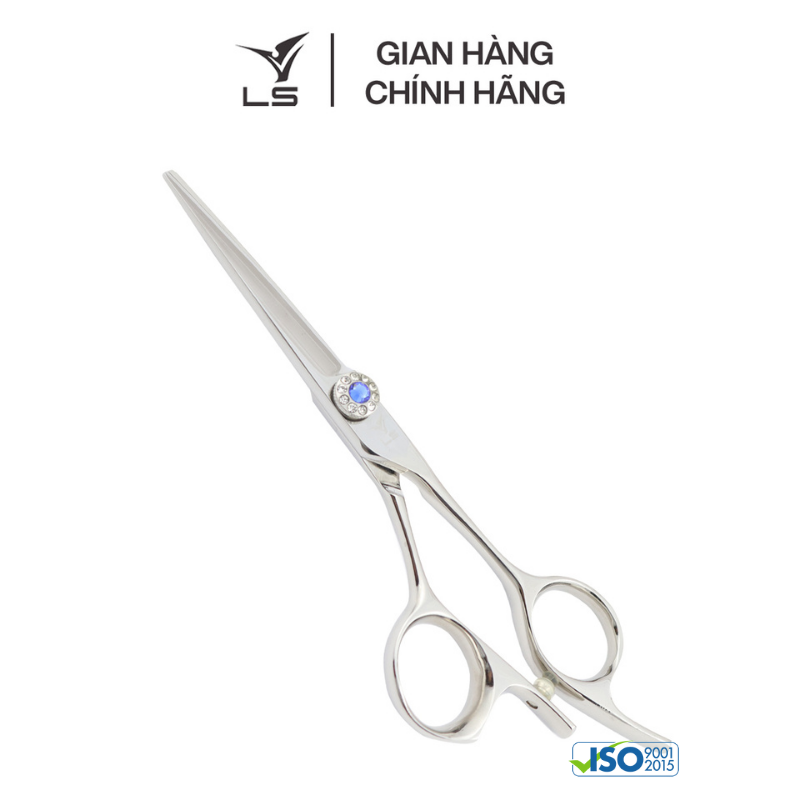 Kéo cắt tóc LS lưỡi thẳng quai offset vênh đỡ ngón cố định PFL