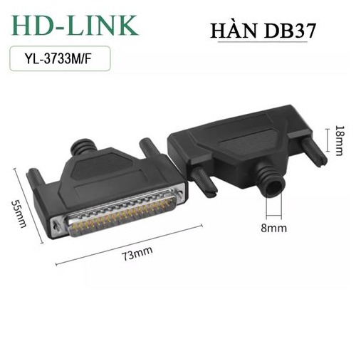 Đầu hàn COM DB37 HD-Link YL-3733M/F vỏ ốp nhựa dẻo. Hàng chính hãng