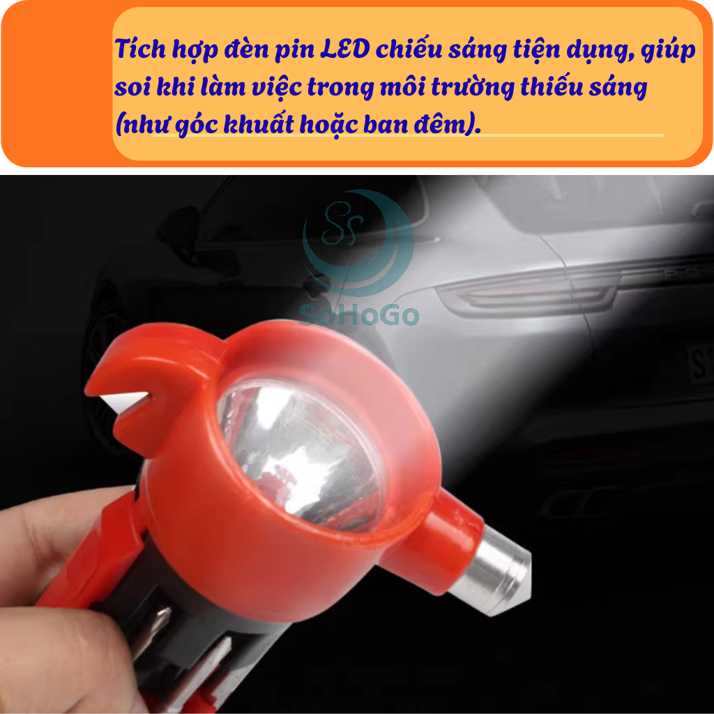 Bộ Tô Vít Cứu Hộ Đa Năng – Đèn Pin, Búa Cứu Hộ, Dao Cắt – Dụng Cụ Cứu Hộ Xe &amp; Sửa Chữa