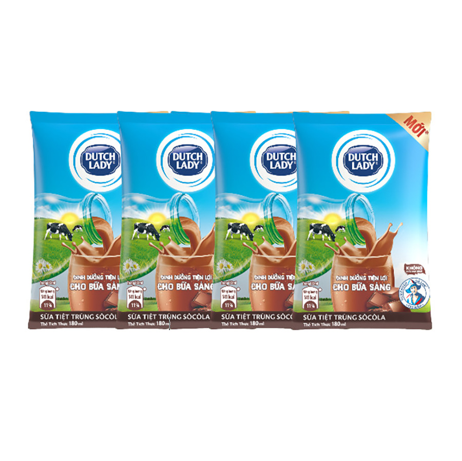 Thùng 24 Bịch Sữa Tiệt Trùng Dutch Lady Cô Gái Hà Lan Vị Chocolate (24X180ml)