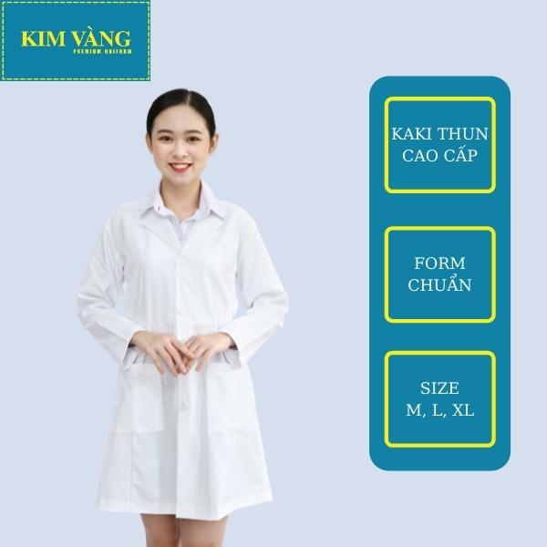 Áo Blouse bác sĩ, áo dược sĩ, đồng phục bệnh viện tay dài chất liệu Kaki thun - Mẫu 04