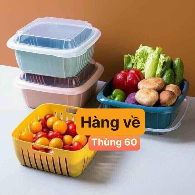 Hộp đựng thực phẩm, rổ bộ đôi có nắp đậy đa năng