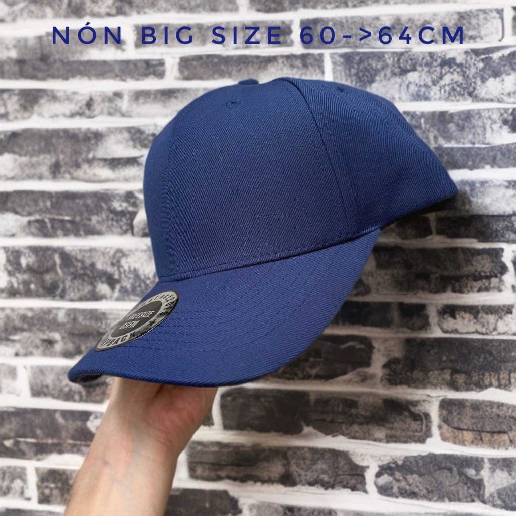 [Big Size] Nón lưỡi trai trơn Xanh Navy/Tím Than Size To vòng đầu từ 60cm đến 64cm Brand One Hat