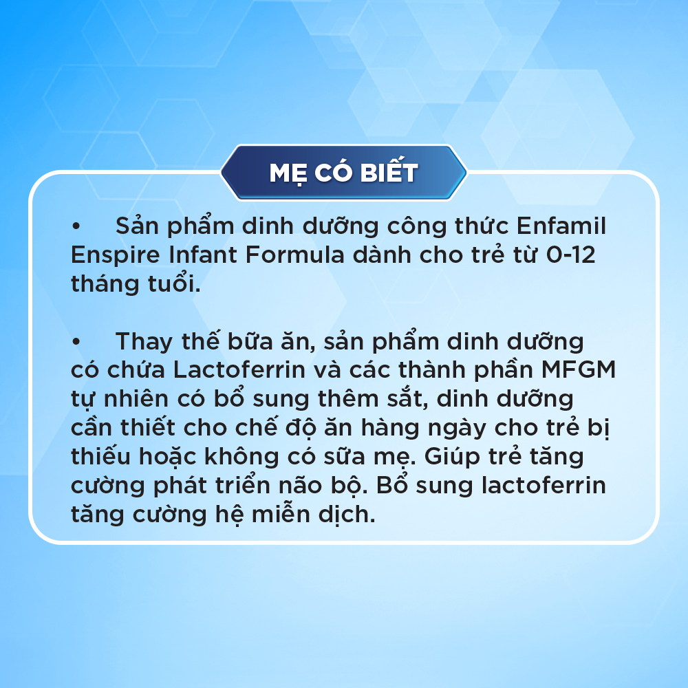 Sữa Bột Enfamil Enspire Infant Formula (Dành Cho Trẻ 0 - 12 Tháng Tuổi) (Hộp Giấy BIB 850gr)