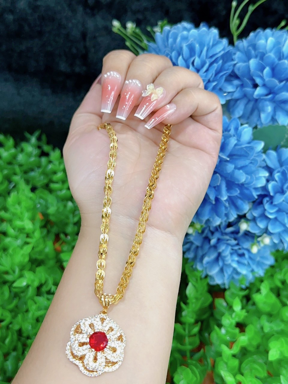 Dây chuyền mặt xoàn mạ 18.k cao cấp K.14