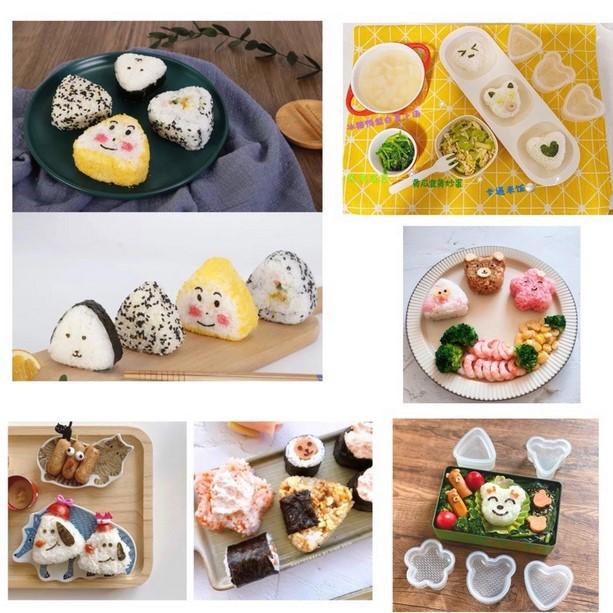 Set 7 Khuôn cơm nắm Onigiri nhiều hình (hoa, trái tim,...), khuôn 7 khuôn làm đồ ăn dặm cho bé