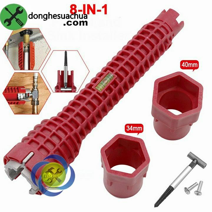 Dụng cụ tháo lắp vòi nước L+R+T 8 in 1 màu đỏ