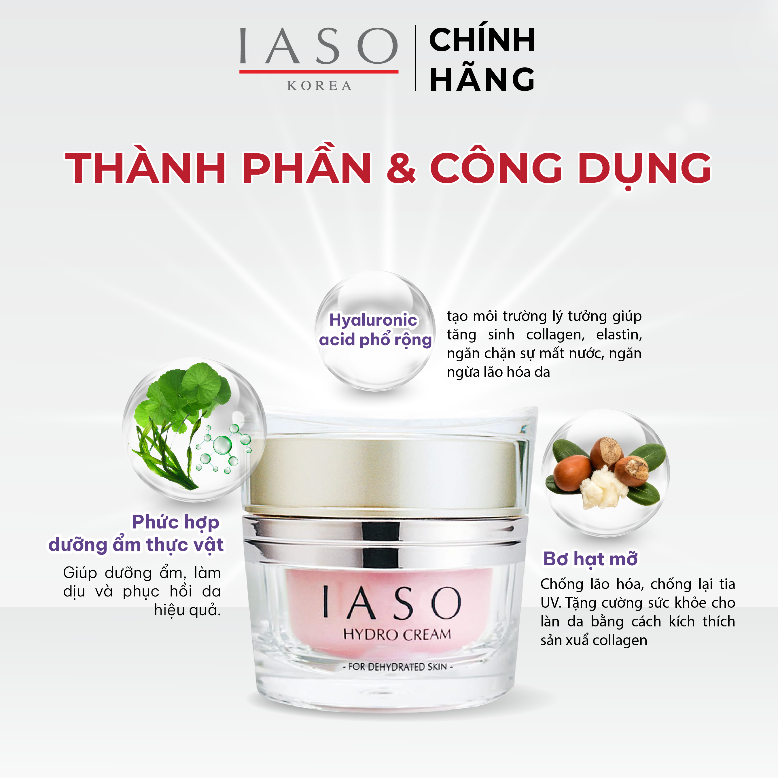 I58 Kem dưỡng cấp ẩm chuyên sâu - Hydro Cream 50ml - IASO