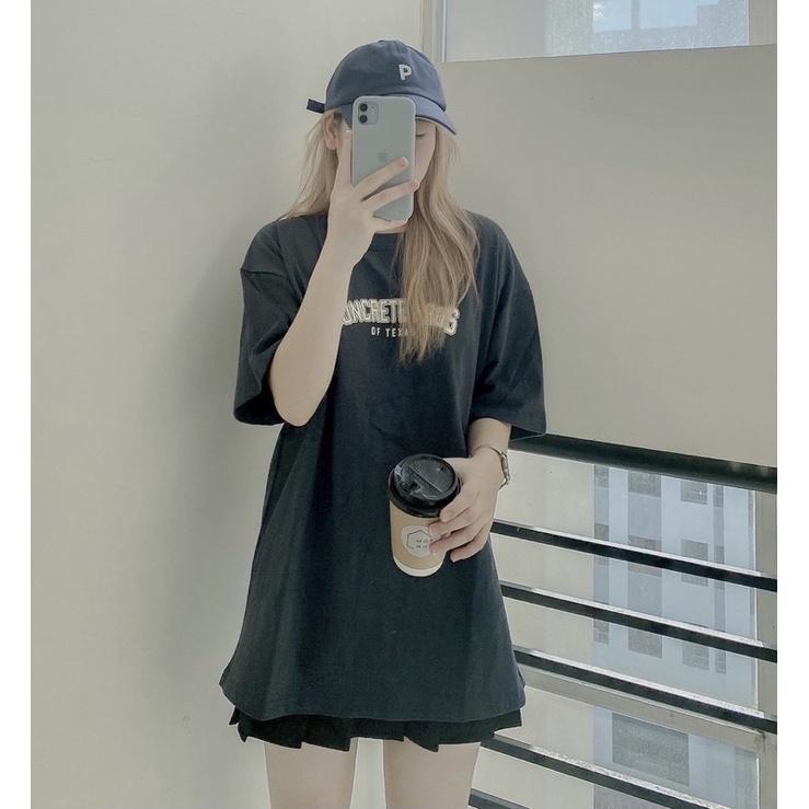 Áo thun 3158 tay lỡ form rộng vải cotton khô - Sỉ áo phông in chữ Concrete Pros