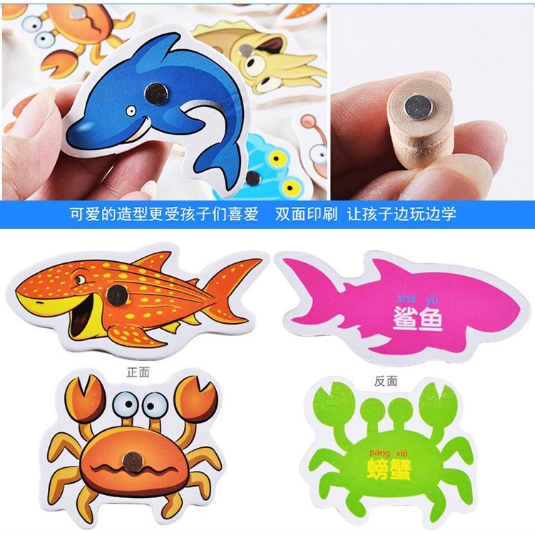 Trò chơi câu cá mảnh tương tác giữa cha mẹ và con cái đồ chơi câu cá bằng gỗ từ tính