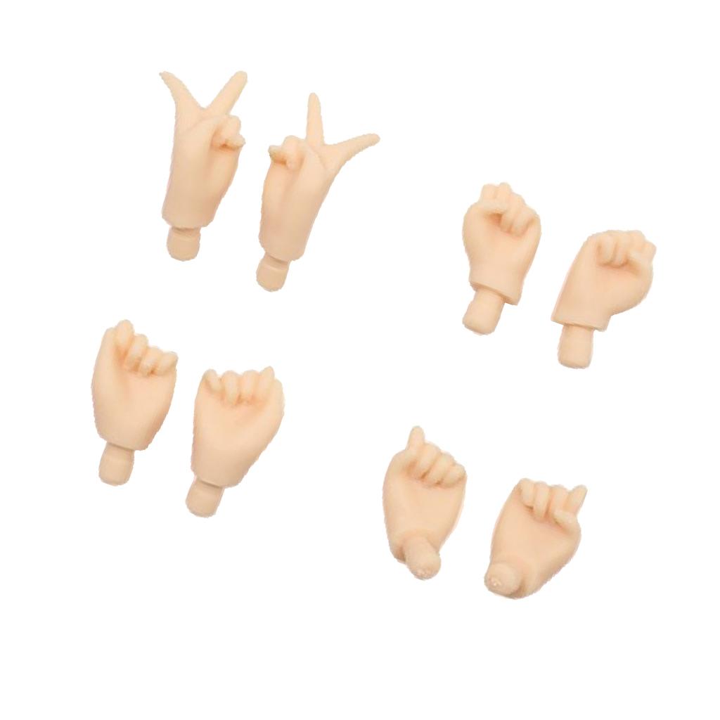 4 Pair Movable Hands for Blythe Doll Custom Body Parts Accessory White Skin