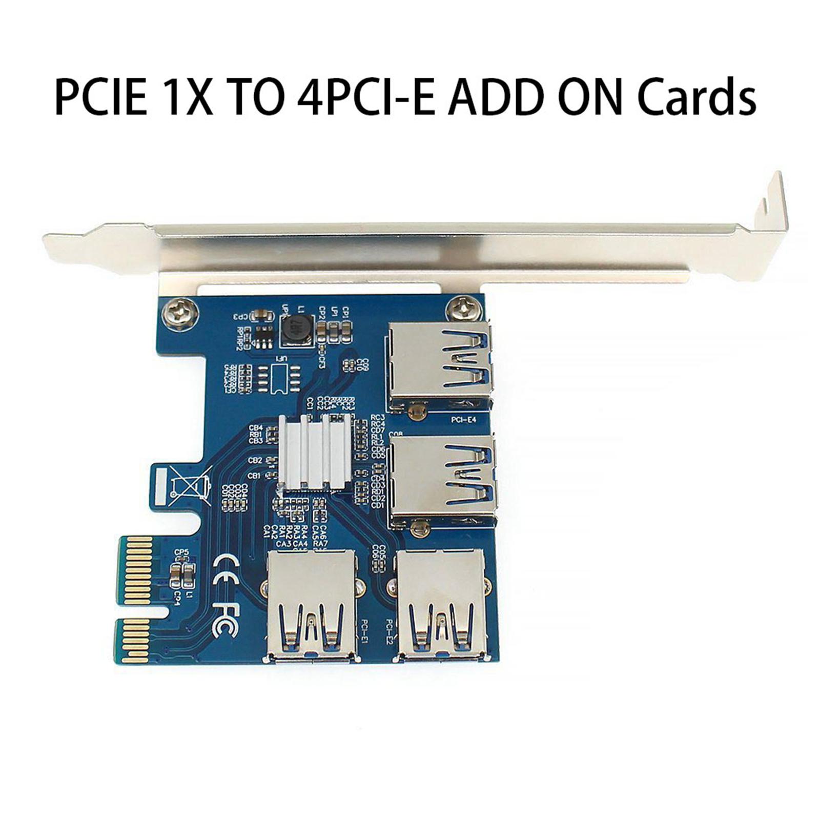 1 to 4 PCI-Express 16X Slots Riser Card PCI-E 1X to External 4 PCI-e USB 3.0 Adapter