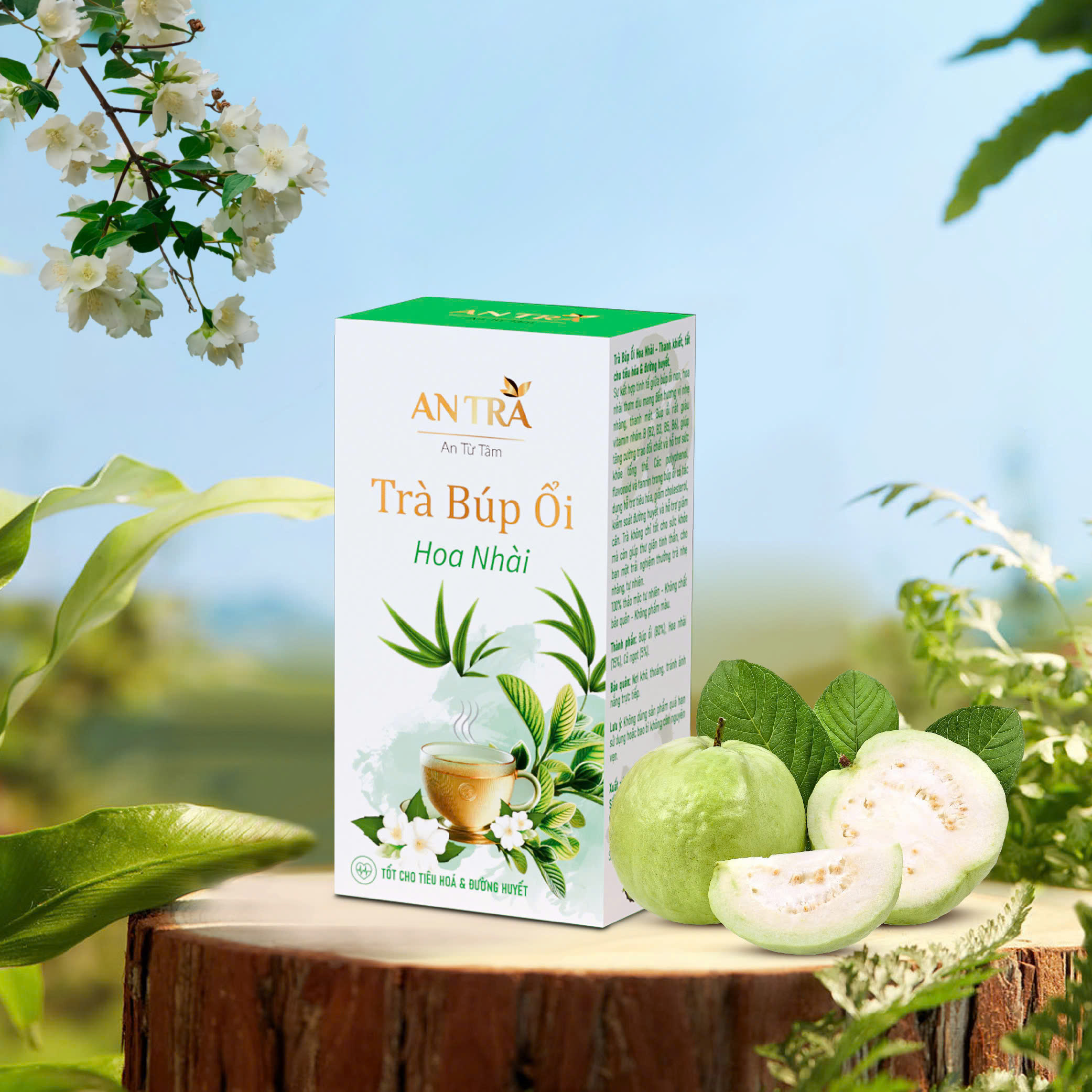 Hộp 30 Gói Trà Búp Ổi Hoa Nhài Giúp Giảm Cân, Tiêu Mỡ Nhanh, Đẹp Da, Ngăn Ngừa Lão Hóa An Thần Giảm Stress An Toàn Thiên Nhiên