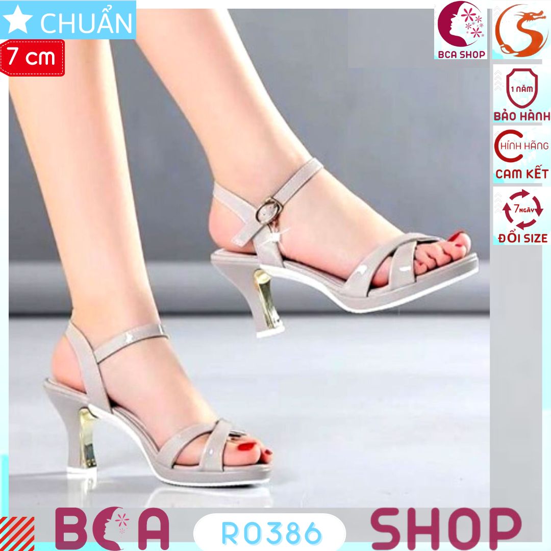 Giày cao gót nữ màu ghi 7p RO386 ROSATA tại BCASHOP kiểu dáng sandal, hở mũi, mang vào nịnh chân và tôn dáng cực kì