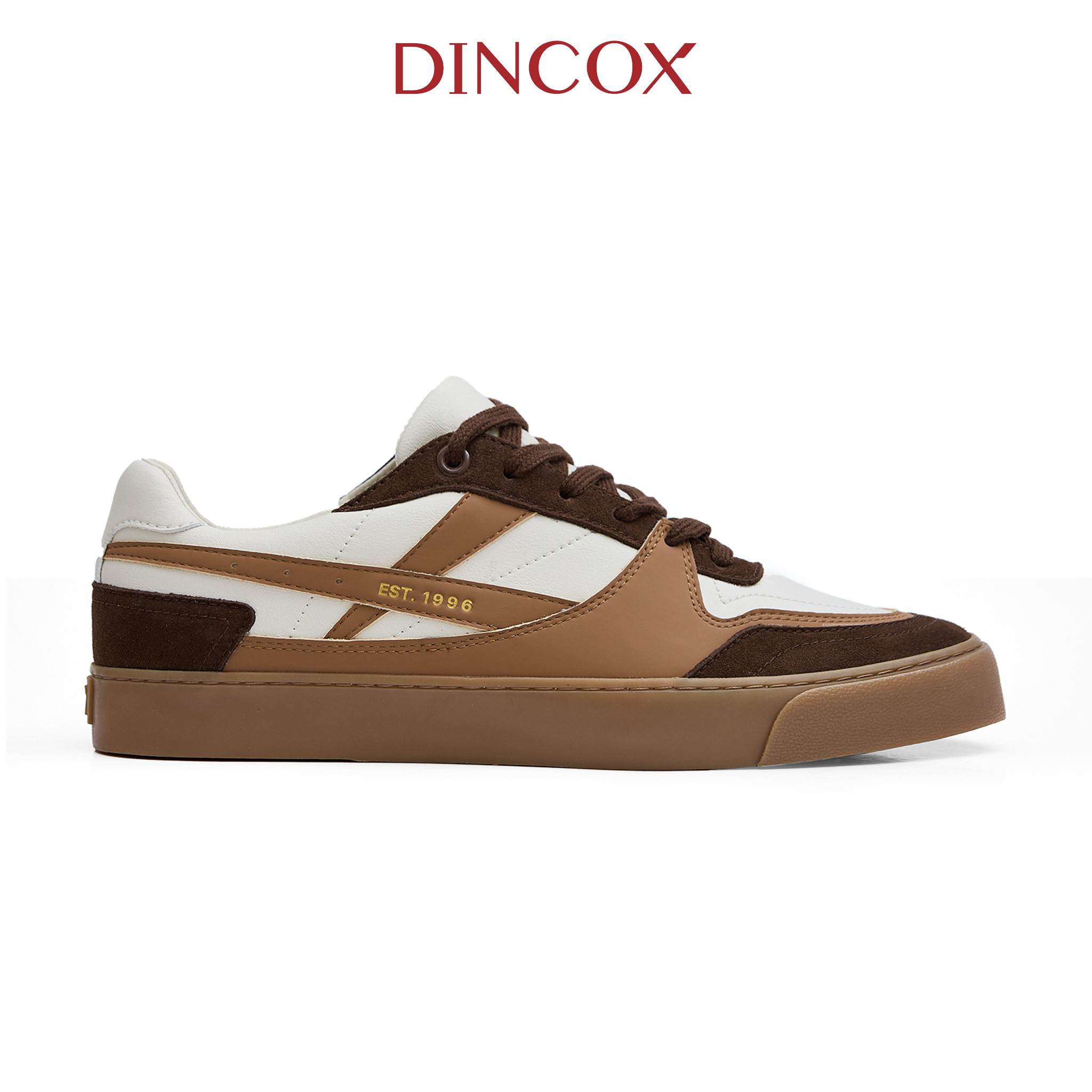 Giày Da Sneaker Nam Nữ DC39 MOCHA Dincox Shoes Đế Bằng - Microfiber Leather