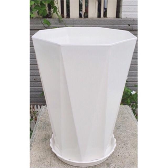 Combo 2 Chậu 8 Cạnh/Bát Giác + Đĩa Lót Chậu size: 330x410x210mm