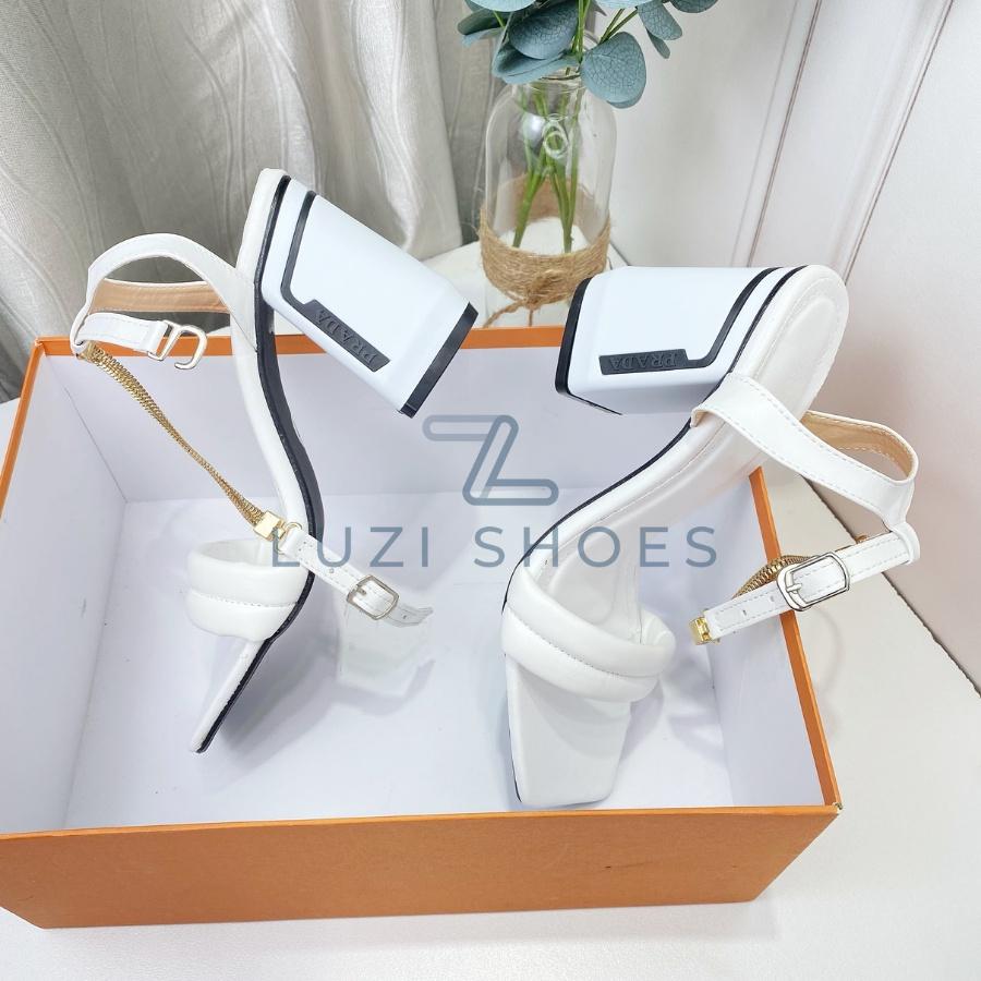 Giày cao gót nữ đế vuông 9cm, giày sandal quai ngang bản may giữa siêu hot 2022