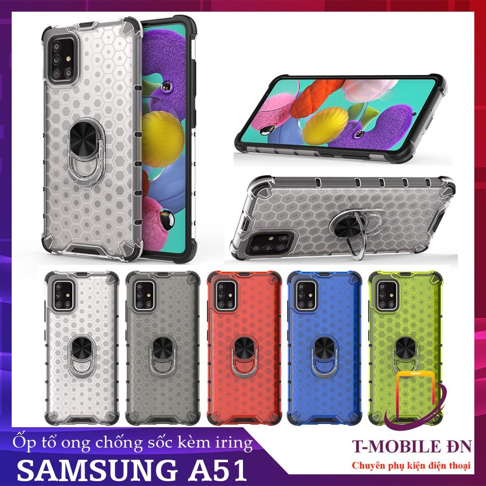 Ốp lưng cho Samsung A30S A31 A50 A50S A51 A70 A71 chống sốc họa tiết tổ ong kèm nhẫn iring