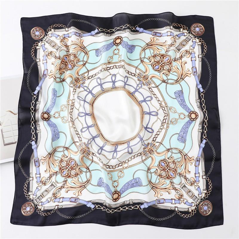 Khăn Lụa Vuông (Khăn Turban) Cao Cấp Họa Tiết Móc Khóa  Sang Trọng - Chất liệu Chifon 70x70cm - Mã KL040