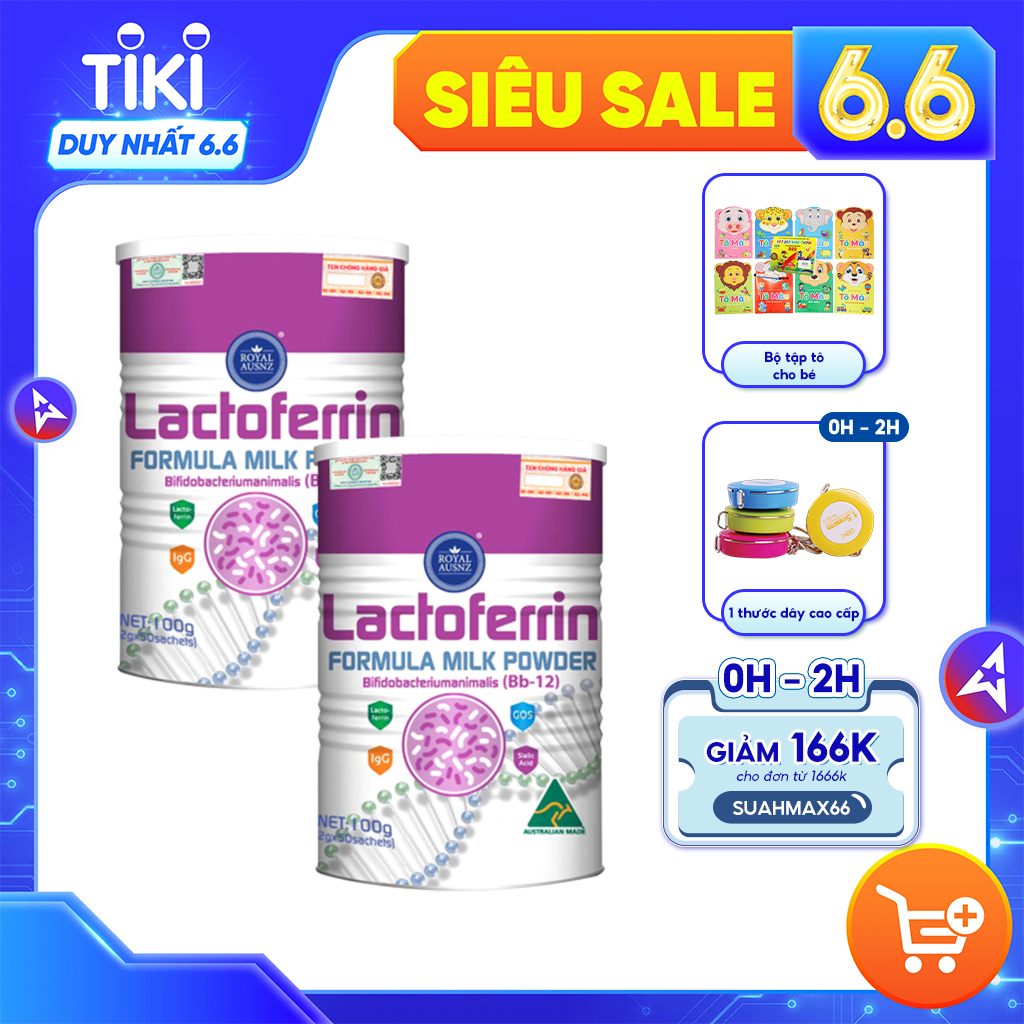 Combo 2 Hộp Sữa Bột Hoàng Gia Úc Lactoferrin Formula Milk BB-12 Tăng Cường Hệ Miễn Dịch ROYAL AUSNZ 100g