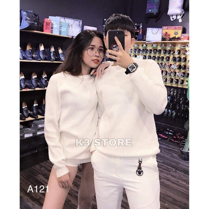 Áo nỉ nam nữ thu đông, áo cặp đôi trơn màu trắng