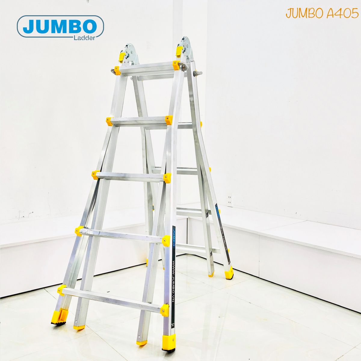 Thang Trượt Chữ A, Thang Nhôm Trượt Đa Năng JUMBO A405 - Chữ A Cao Nhất 2.5m, Chữ I Cao Nhất 5.0m, Tải Trọng 300kg Chắc Chắn Và Bền Bỉ - Luôn Có Phụ Kiện Thay Thế