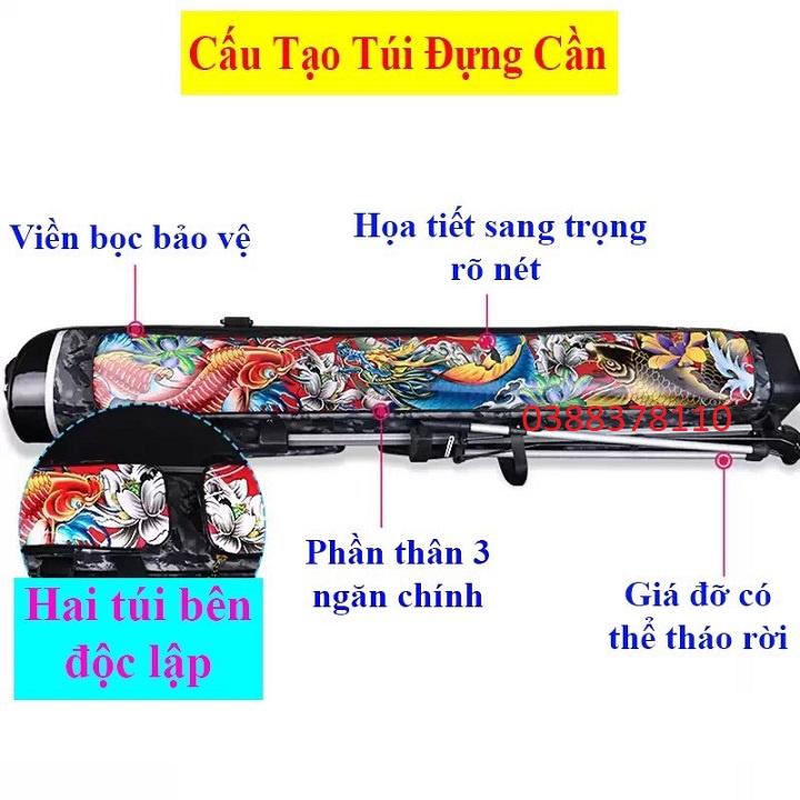 Bao Đựng Cần Câu Cá Chép Hóa Rồng 1m25 Nhiều Ngăn Dung Tích Lớn Có Giá Đỡ Cao Cấp SIÊU RẺ