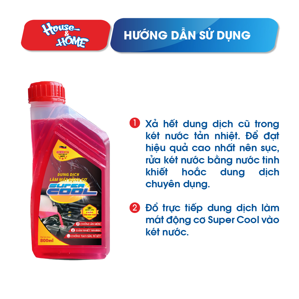 Nước làm mát động cơ oto Super Cool màu hồng dung tích 800ml