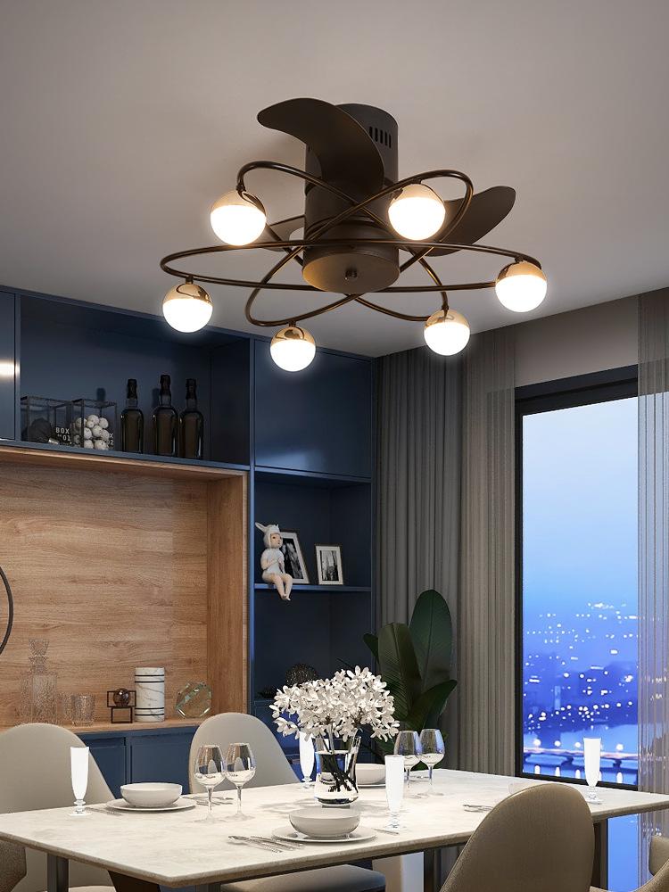 Đảm bảo chất lượng Bắc Âu đèn trần phòng ngủ hiện đại tối giản phòng khách phòng ăn quạt đèn im lặng tích hợp đèn quạt trần