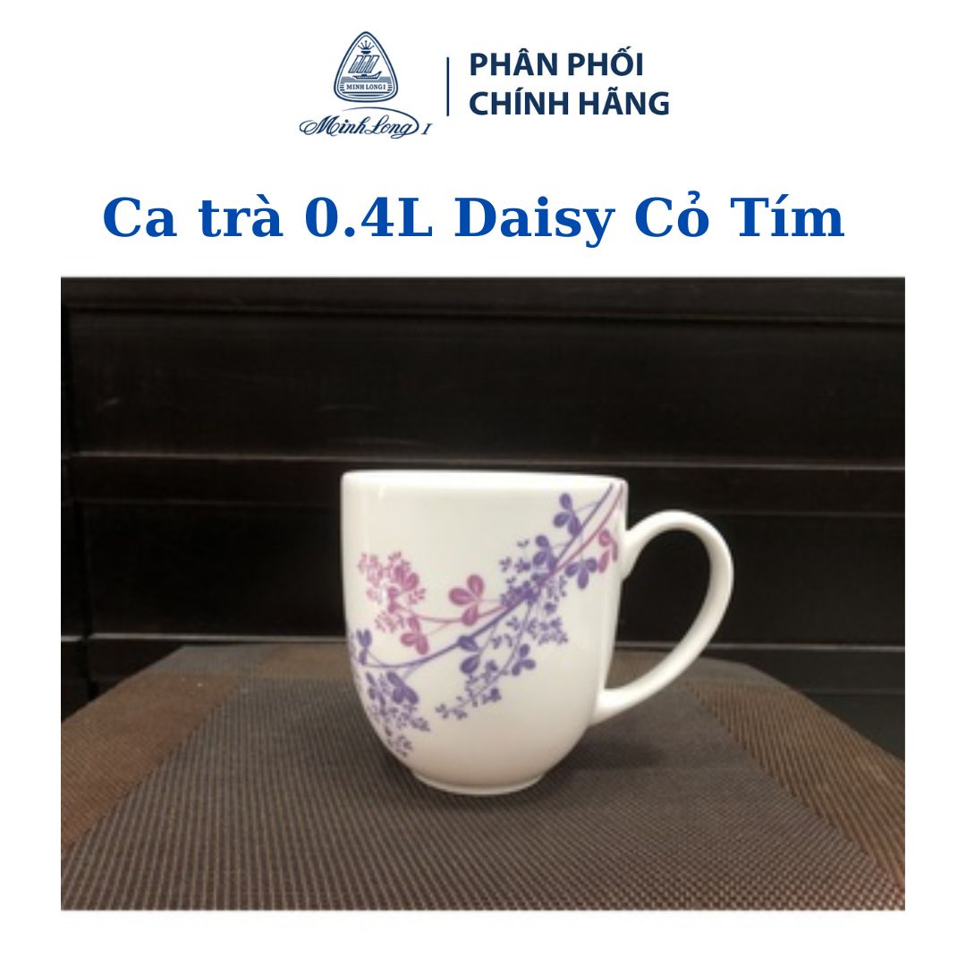 Ca Trà Minh Long 0.4L Cỏ Tím bằng sứ hàng đẹp, cao cấp dùng trong gia đình, tặng quà tân gia