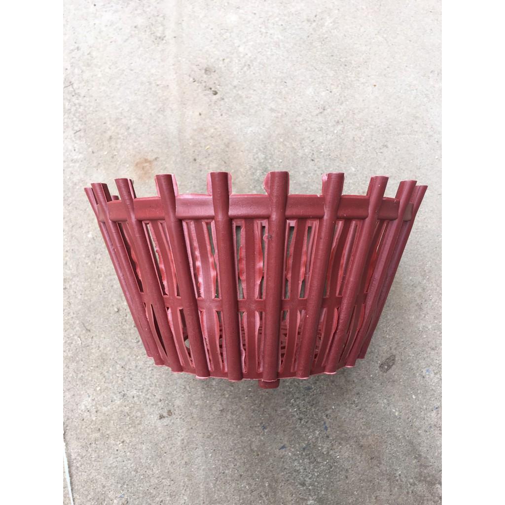 Bộ 10 chậu nhựa giả gỗ treo lan có nan phụ phi 23 và 10 móc kẽm dài 80cm