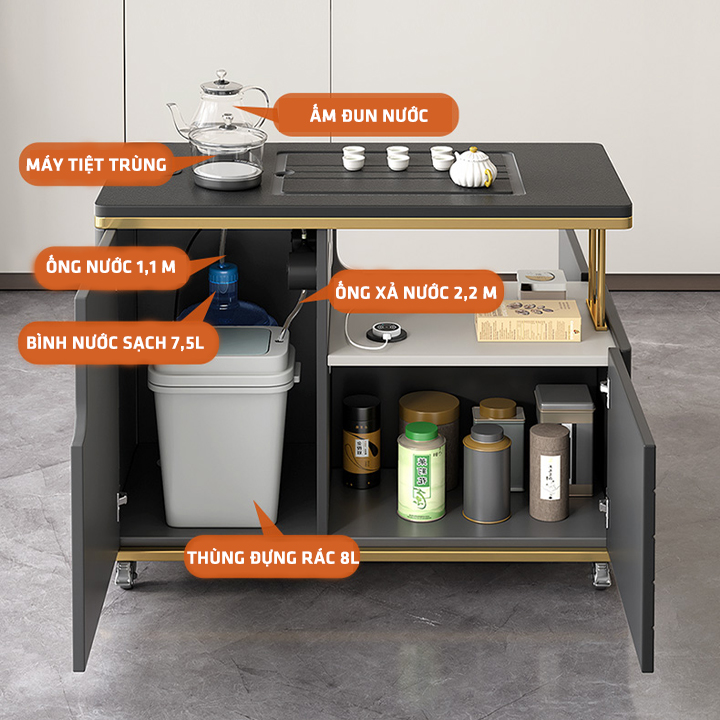 Bàn Trà Sofa Ngồi Bệt Thông Minh Đa Năng -  Bàn trà điện thông minh đun nước siêu tốc kết hợp sạc ko dây, có dây, loa bluetooth