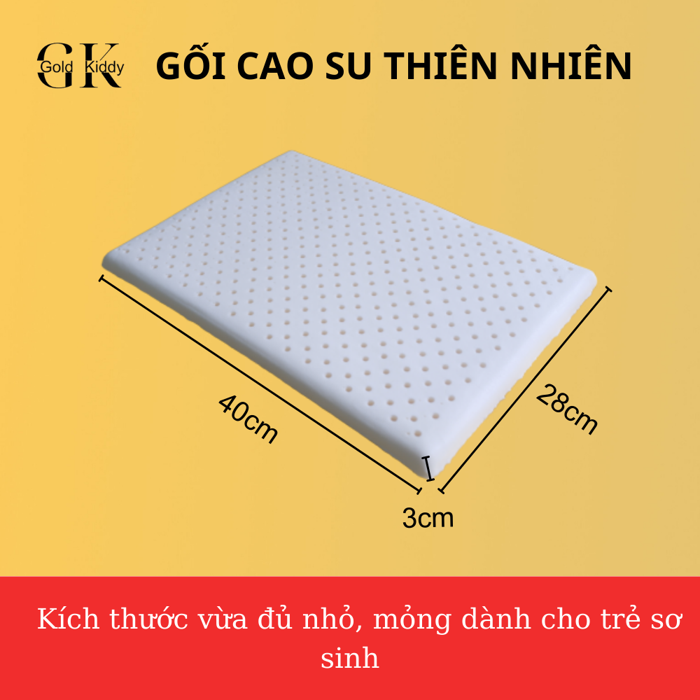 Gối cao su thiên nhiên Gold Kiddy cho trẻ sơ sinh 28x40x3cm