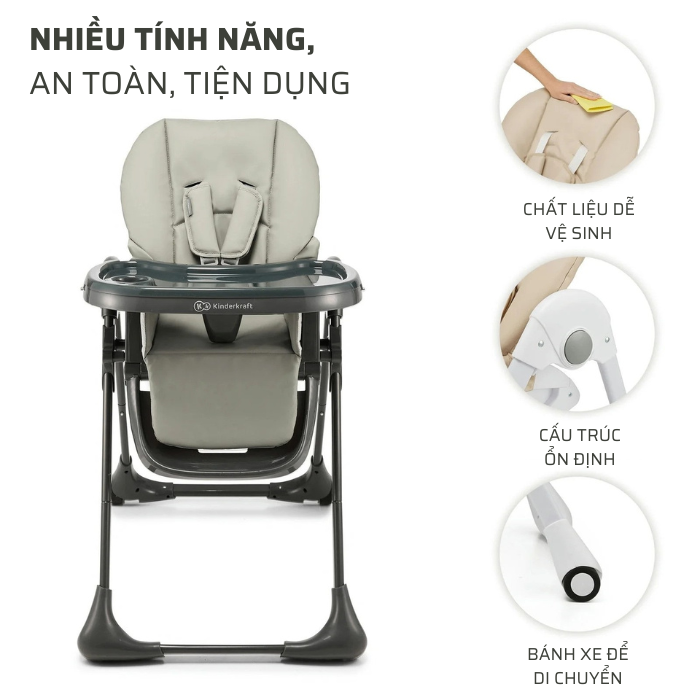 GHẾ ĂN TUMMIE KINDERKRAFT DÀNH CHO BÉ TỪ 0 THÁNG ĐẾN 15KG - HÀNG CHÍNH HÃNG