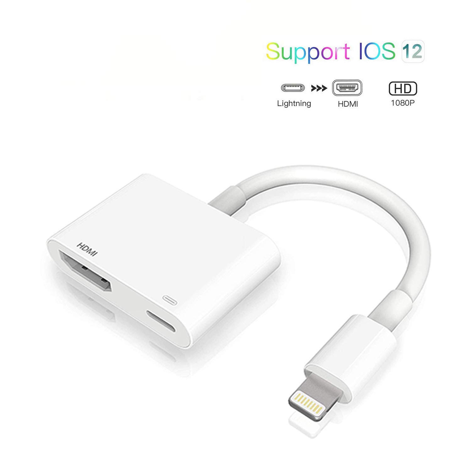 Đầu chuyển 1080P Digital AV Lightning sang HDMI chuyển hình từ iPhone 11/11 Pro/XS/XR/X/8 7, iPad lên Tivi HD/màn hình/máy chiếu