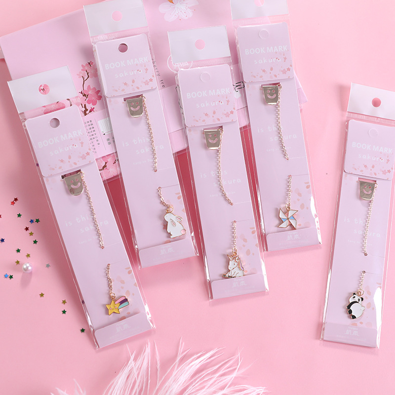Bookmark Kim loại 11cm Sakura Chong Chóng mặt dây chuyền mặt cười sáng tạo