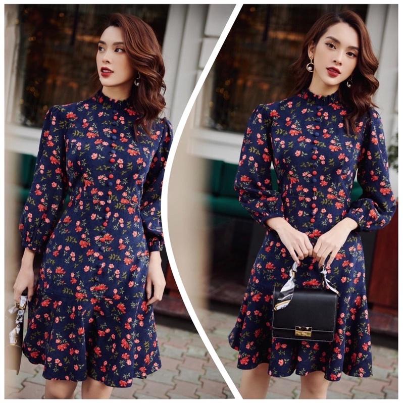 Đầm hoa nhí nhung tăm hàng thiết kế