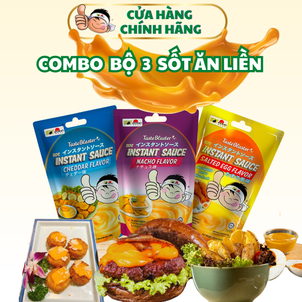 Bộ 3 combo sốt ăn liền sốt phô mai Cheddar-Sốt phô mai Nacho-Sốt trứng muối-Cao cấp-Soy Asahi-Chuẩn vị nhà hàng