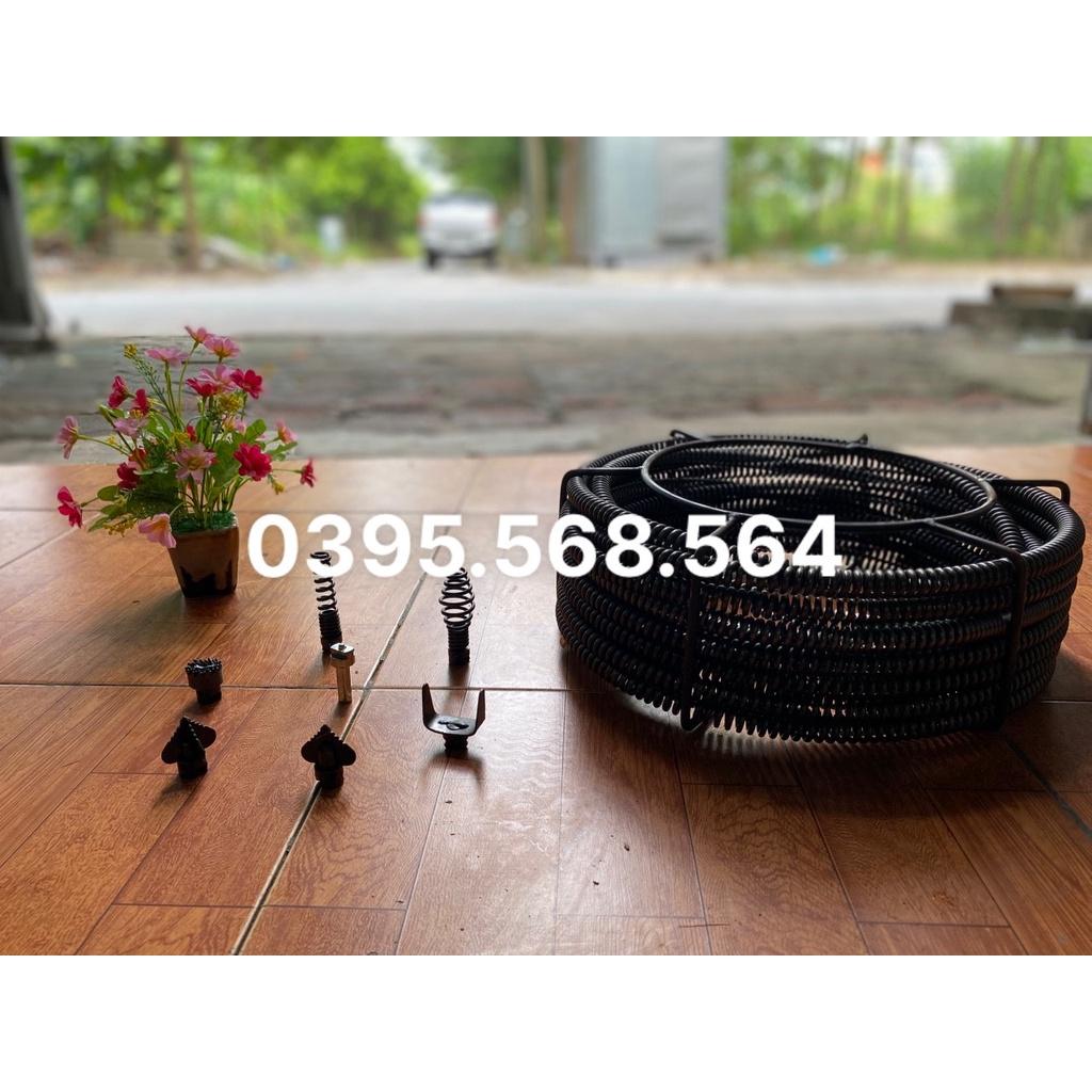 Siêu combo dây thông cống 18 M + 6 đầu thông + kết nối máy khoan